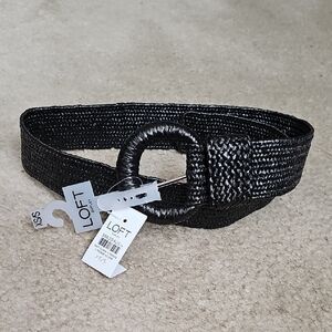 LOFT Elegant Black Braided Belt, Size XS/S